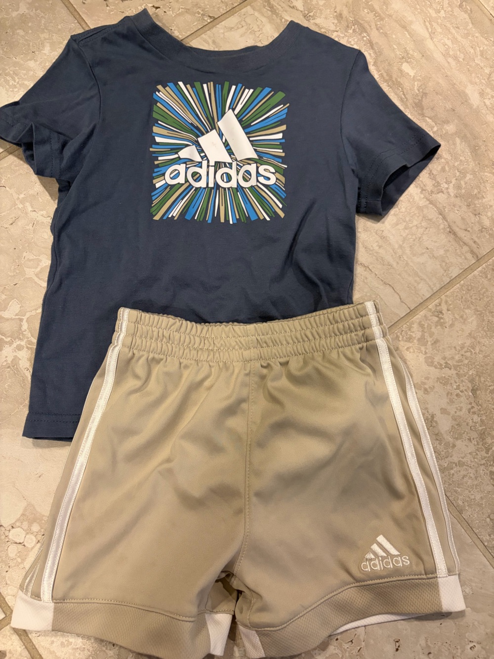 adidas Cream Elastic Waist Shorts with Logo Tag